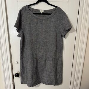Garnet Hill Meraki Short Sleeve 100% Linen Dress